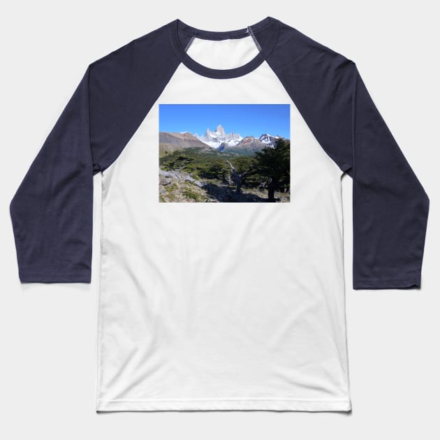 Mount Fitz Roy El Chalten Baseball T-Shirt by stevepaint